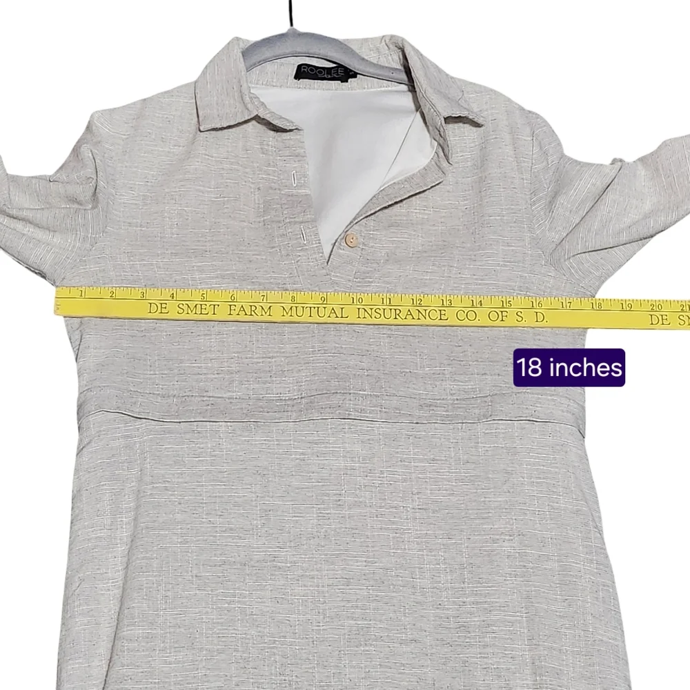 Roolee Light Gray Long Sleeve Polo Maternity Dress